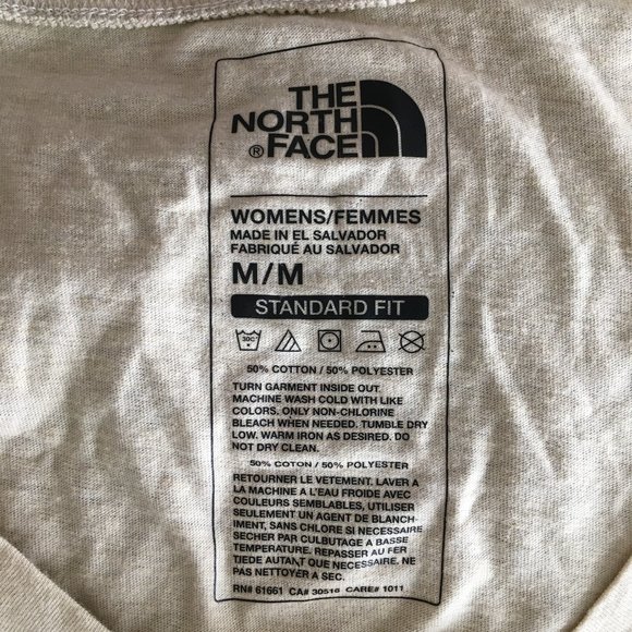 THE NORTH FACE Standard Fit Beige with Green Blue Logo Print Long Sleeve Shirt - Picture 2 of 11